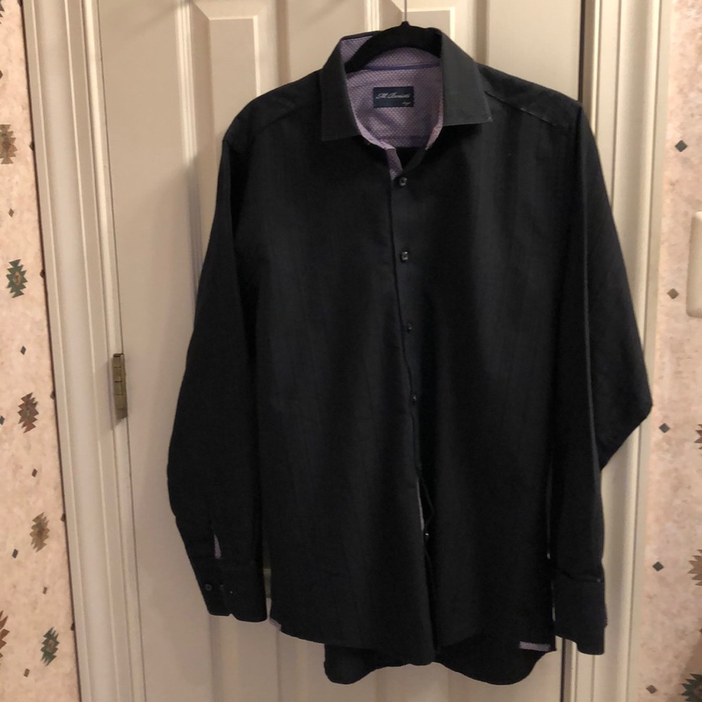 M. Benisti Black and Purple Dress Shirt